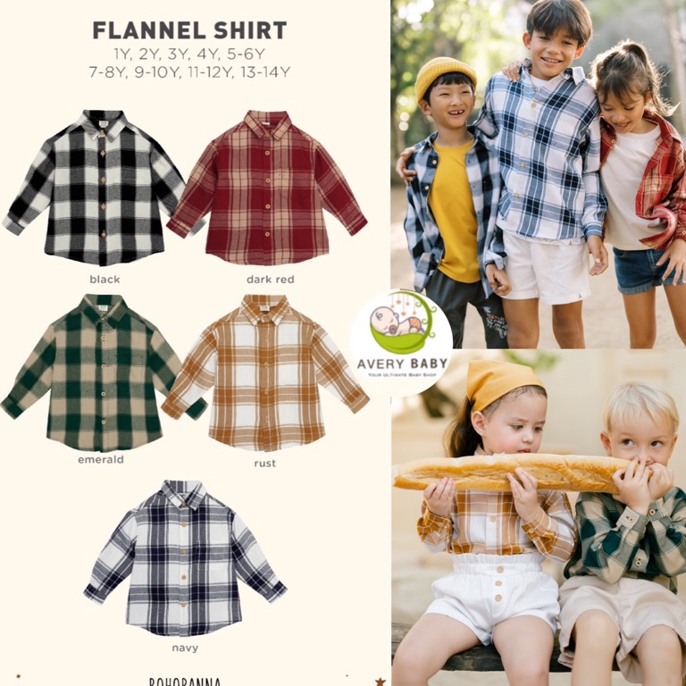 BOHOPANNA FLANNEL SHIRT BOHOPANNA KEMEJA KOTAK-KOTAK KEMEJA ANAK [ART.  F8S2]