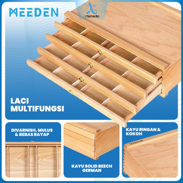 

Meeden Drawer Storage Box Art Supply Solid Wood Laci Multifungsi