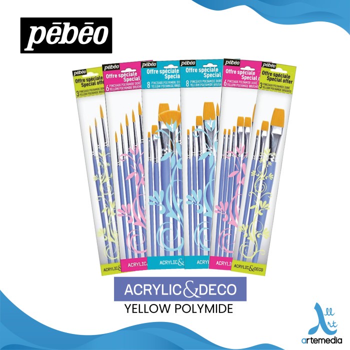

Kuas Lukis Pebeo Yellow Polyamide Acrylic And Deco Brush Set