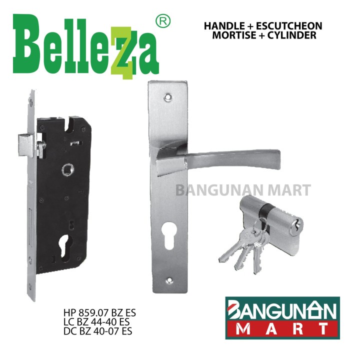 Terlaris [Promo] Handle Kunci Pintu Set Mortise Cylinder Escutcheon Belleza