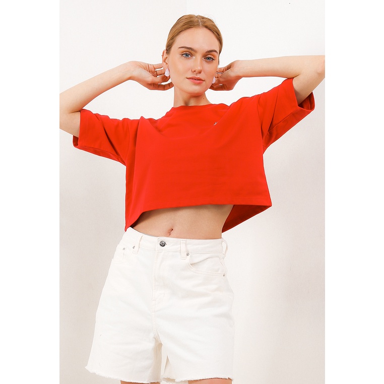 Kaos Hush Puppies Original Wanita Pakaian Material katun kombinasi tidak transparan, ringan, dan str