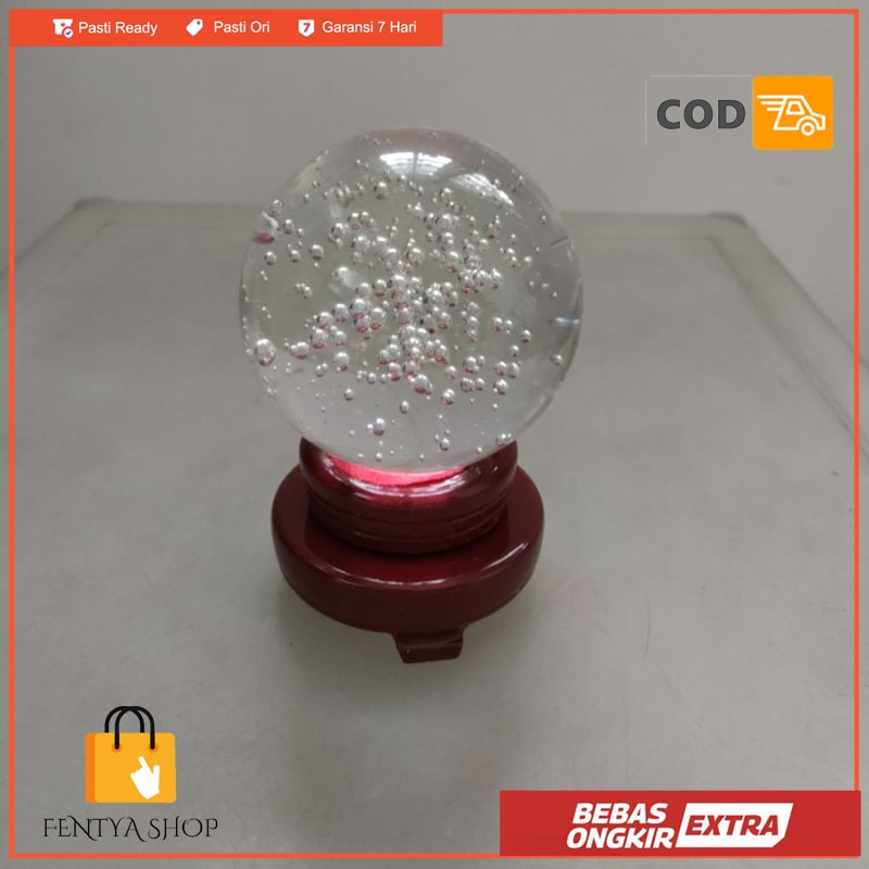 

feng shui bola kaca 75 mm dengan dudukan gelembung fengshui glass ball