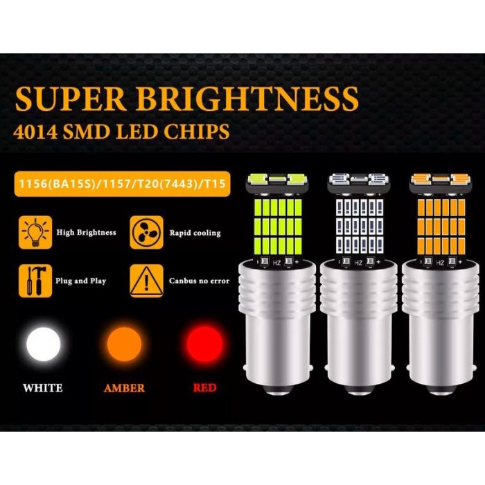 LAMPU LED BAYONET KAKI 2 REM 1157 BAY15D 45 SMD STROBO MOBIL MOTOR TOP