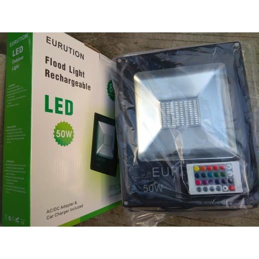 lampu sorot rgb 50watt eurution waterproof outdoor + remote tokolaris1629