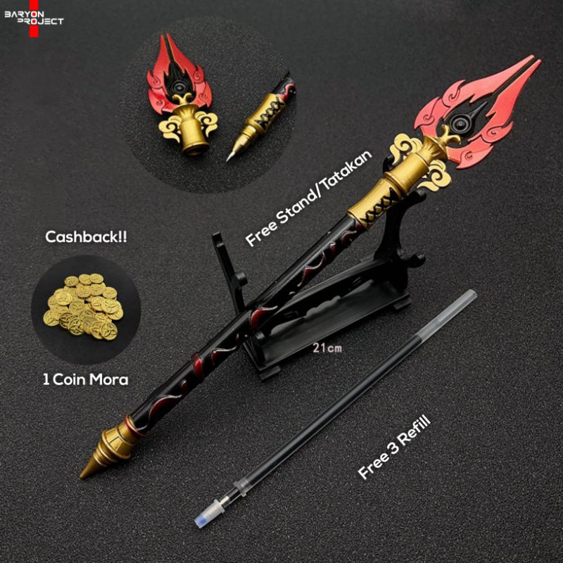 Pena Pulpen Model Weapon Genshin Impact Staff Of Homa Hutao Koleksi