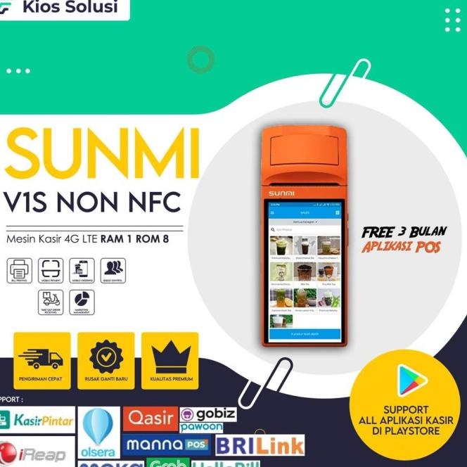 Mesin Kasir Portable | Sumni V1S Non Nfc | Mesin Kasir Android | Pos |