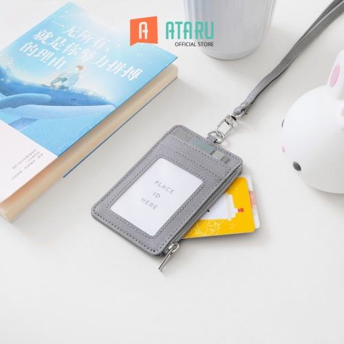 ATARU HOLDER ID CARD DENGAN RITSLETING - ABU-ABU