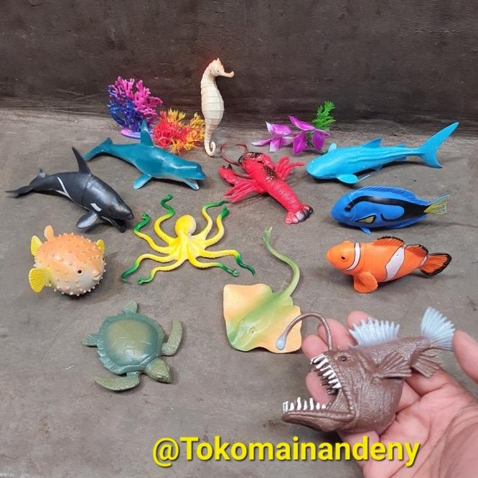 Mainan Miniatur Hewan Laut Ukuran Besar isi 12 pcs