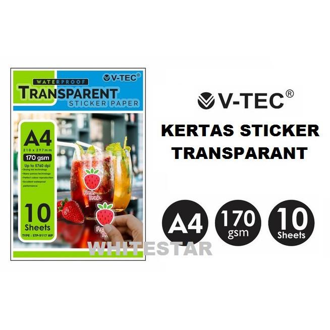 

ERA155 kertas sticker transparant / transparent paper A4 170gsm v-tec vtec transparan +