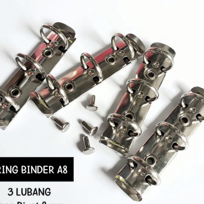 

[LP➲.2✔> Ring Binder Mini A8 Stainless Silver Isi 3 Lubang FREE RIVETtrendiing..