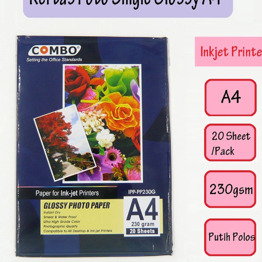 

(1Q☼.B㊚> Glossy Photo Paper / Kertas Foto A4 230 gr Combosiaap.dikirim!