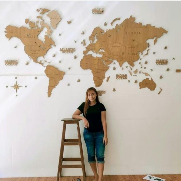 Peta Dunia Kayu (World Map Wood) / Dekorasi Hiasan Dinding