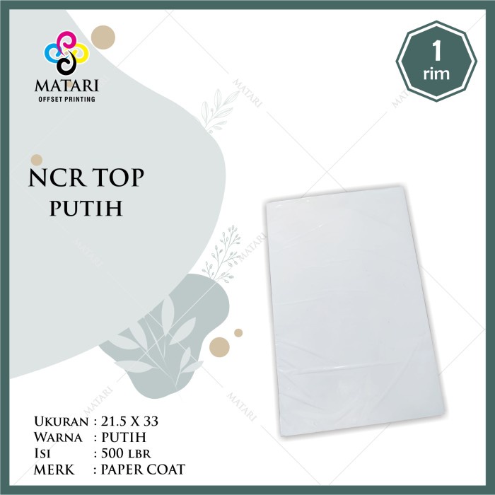 

Kertas NCR Carbonless Paper Top Putih Ukuran F4 / Folio HOT SALE