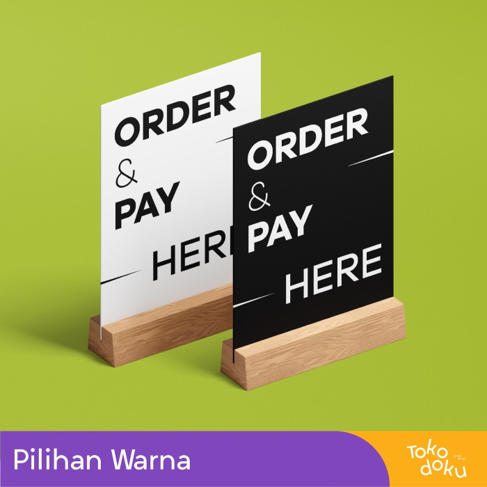 

Penanda Meja Order & Pay Here / Front Desk Sign Plug n Play PROMO