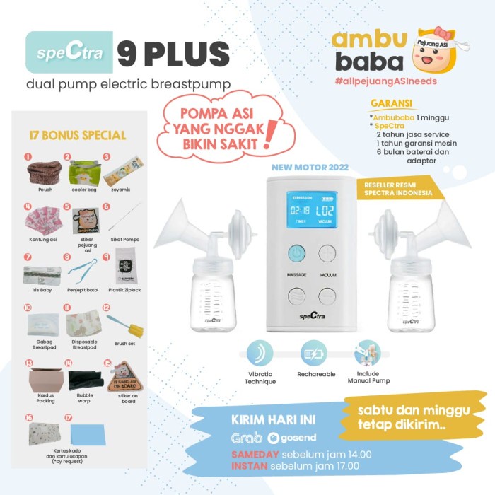Breast Pump Spectra 9+ plus Pompa Asi Original Garansi Resmi Indonesia