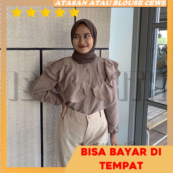 Kemeja Kekinian Cewek Jumbo Blose Bju Ootd Hijab Lengan Balon Shimer Baju Atasan Wanita Terbaru Jumb