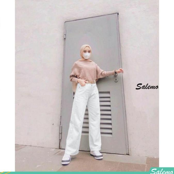 Celana Kulot Jeans Wanita Putih