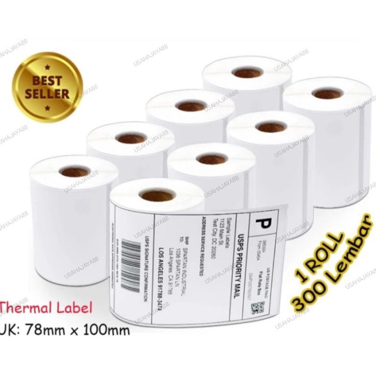 

6CLPD LABEL THERMAL 78 x 100 KERTAS STICKER BARCODE 78 x 100mm isi 300 pcs trqhg