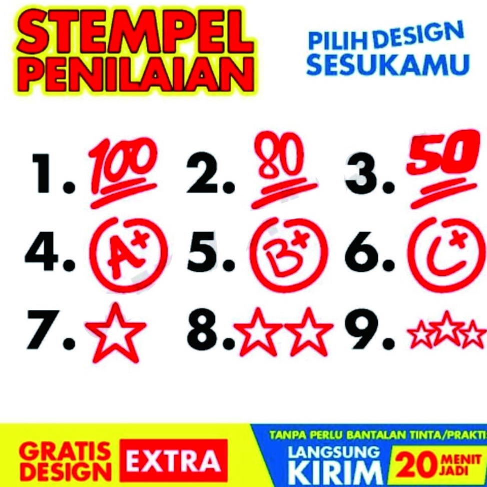 

Bayar Di Tempat STEMPEL FLASH PENILAIAN ANAK TERMURAH, STEMPEL NILAI, STEMPLE NILAI ✼Terkini