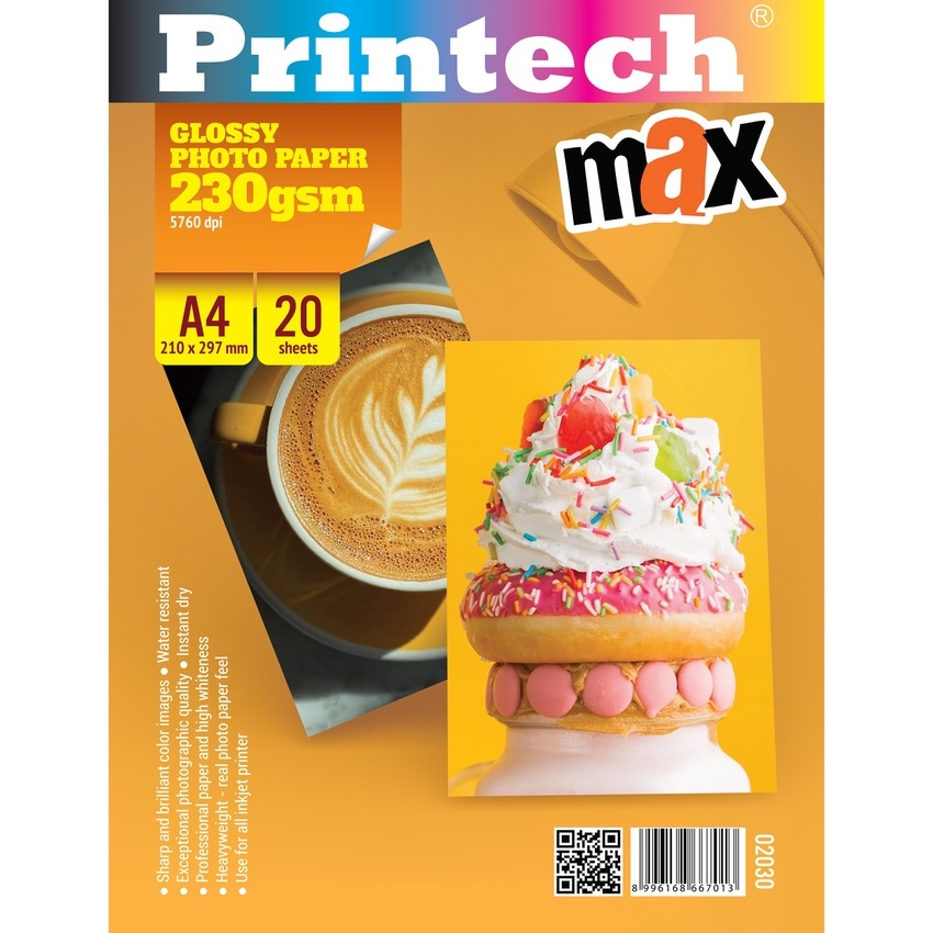 

[➤FKL-❤> Kertas Foto / Photo Paper PRINTECH Glossy MAX A4 230gsm - 02030 / siaap.dikirim.