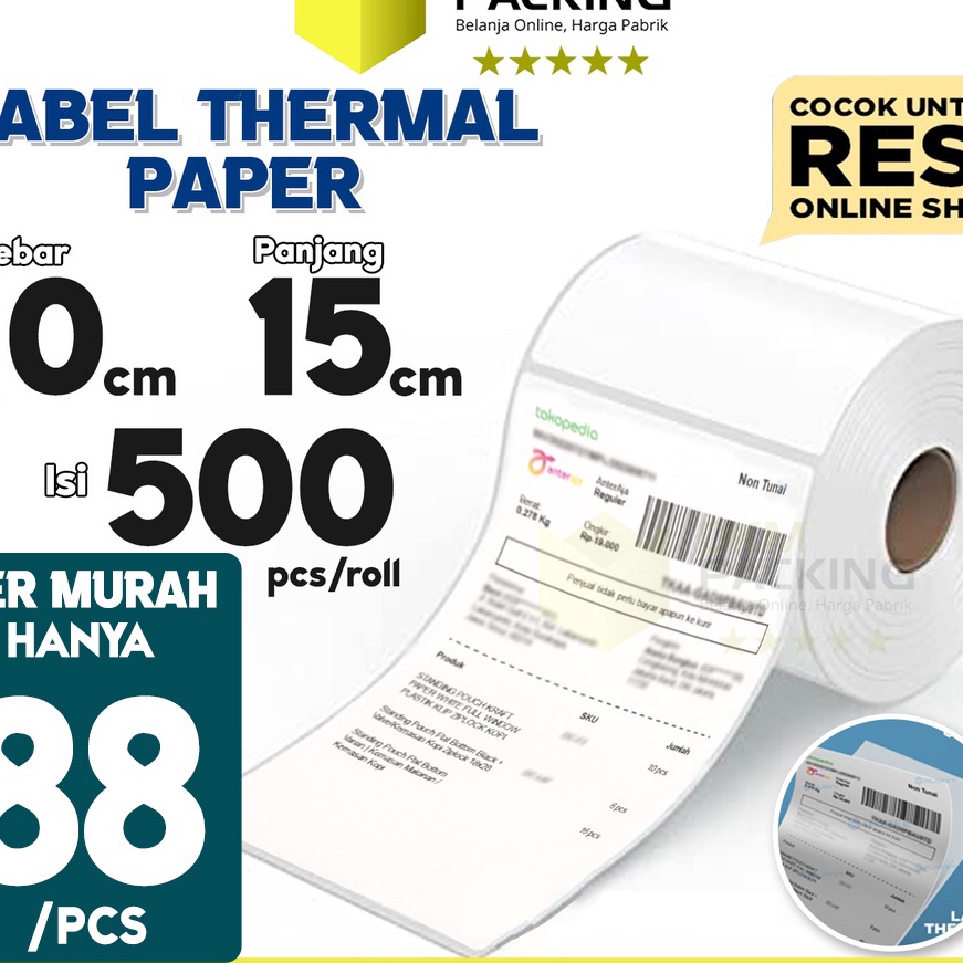 

(NP☞.4») Label Stiker Thermal Paper A6 10x15mm 100x150 cm Sticker Barcode Resi RUSFET TERMURAHamanaah.!