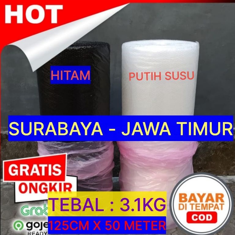 

ZT43 Bubble Wrap Roll Warp Hitam Envelope amplop Meteran Gmp 125cm x 50 M / Surabaya / Jawa Timur 71