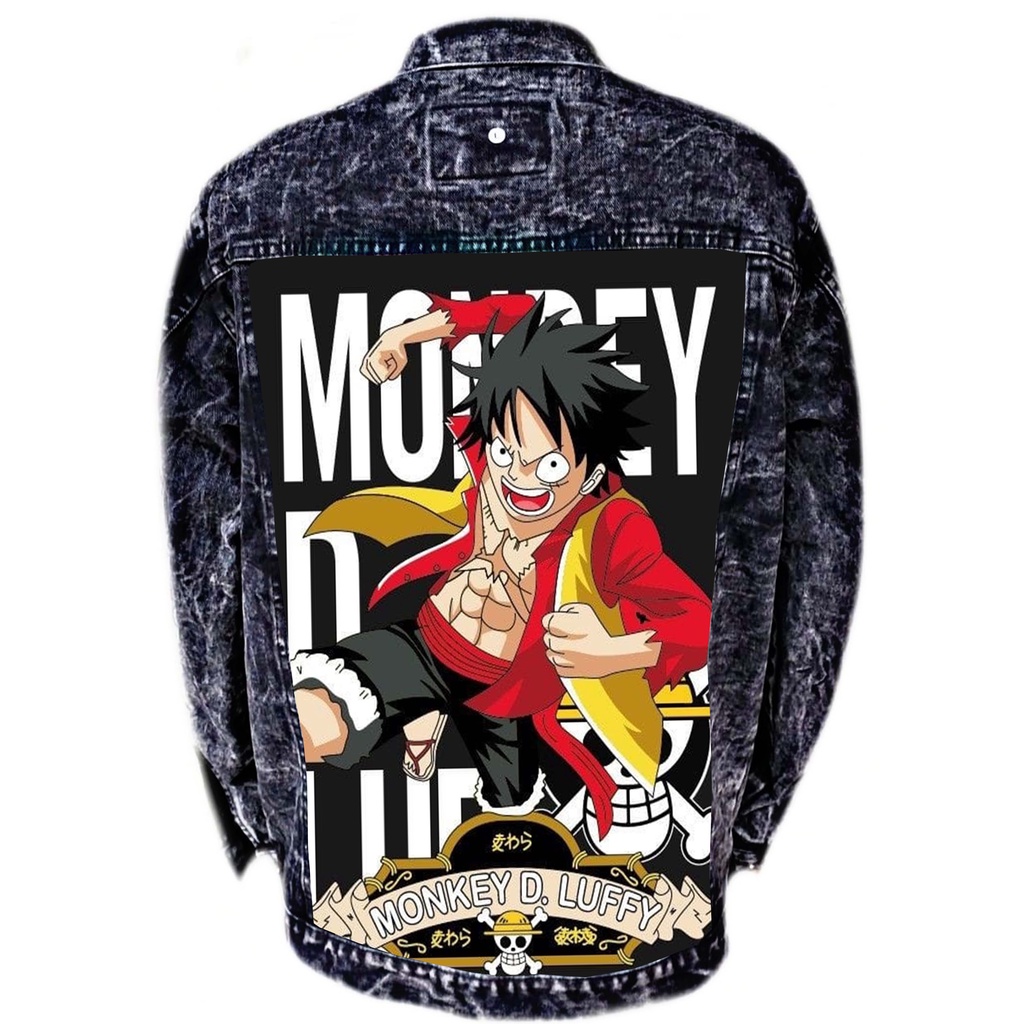 Jaket Printing Jeans Pria Pakaian Dewasa Bahan Denim Ukuran Jumbo Blackwash Model One Pice Terbaru