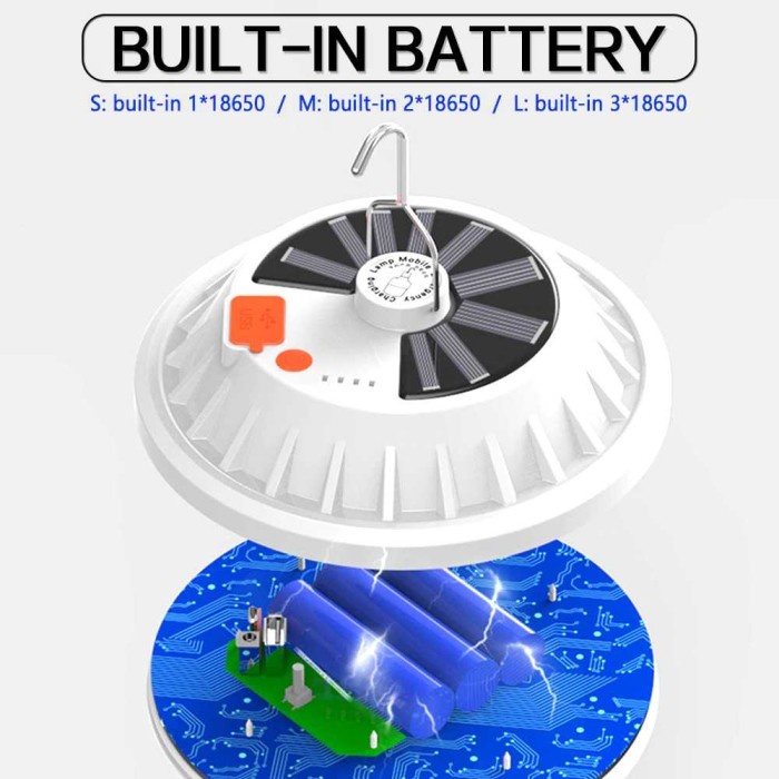 Lampu lentera gantung outdoor lampu camping tenaga solar 120 LED