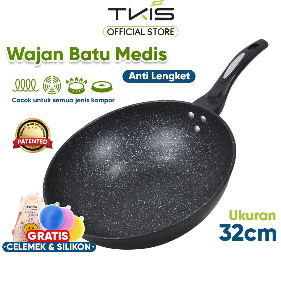 CHEKOUT TKIS Panci Wok / Wok Pan Panci Penggorengan Anti Lengket 32 CM TK-822