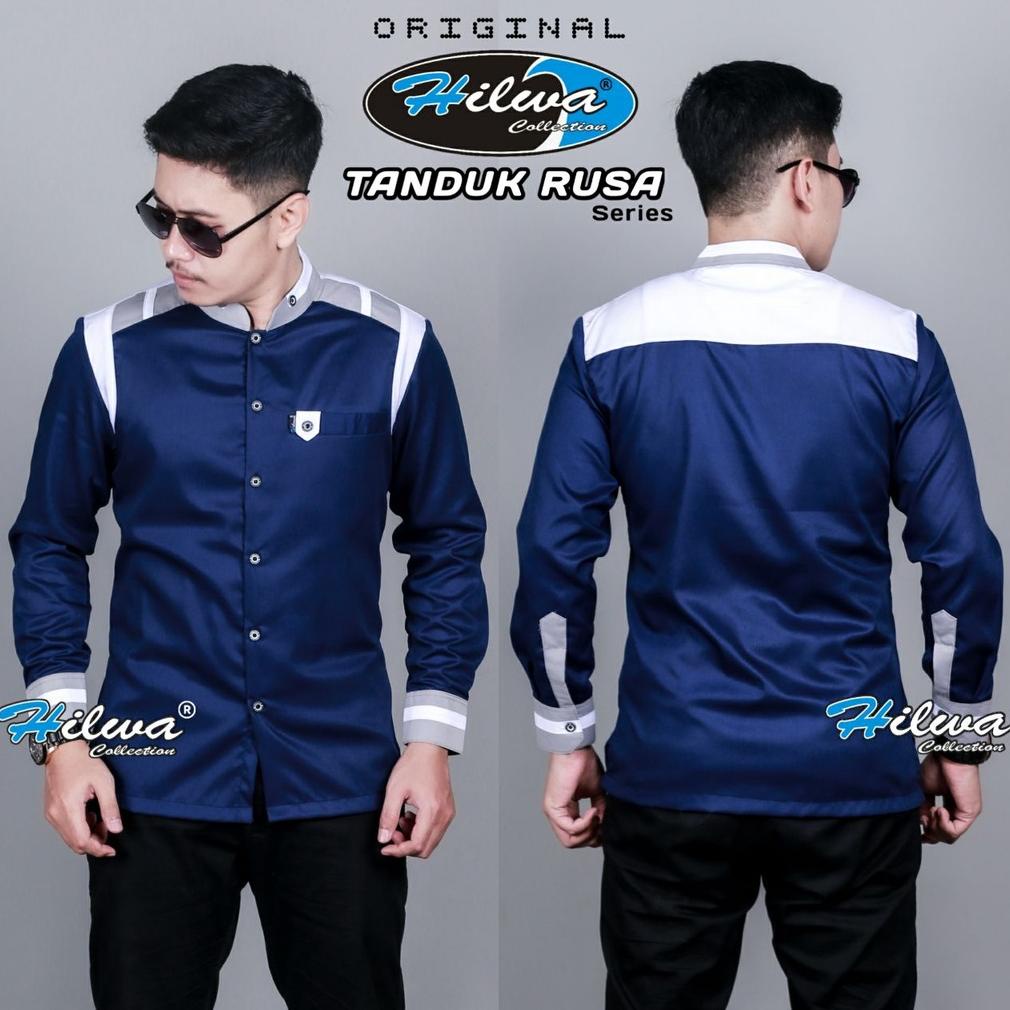 PREMIUM HILWA COLLECTION Baju Koko Kemeja Pria Dewasa Kemko Cowok Lengan Panjang Size S M L XL XXL J