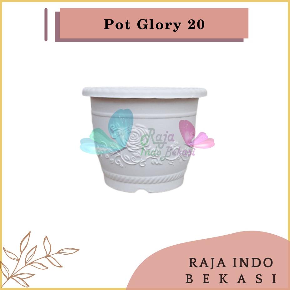 Populer Pot Shallom Kb Glory 20 Cm Putih Motif Pot Plastik 20Cm Vas Bunga Pot Tanaman Hias Bukan Taw