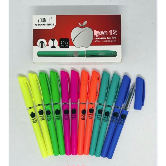 

VZZM5089 (12pcs) Pulpen Gel Apel / Pen Ipen Murah / Bolpen Apple 0.5mm