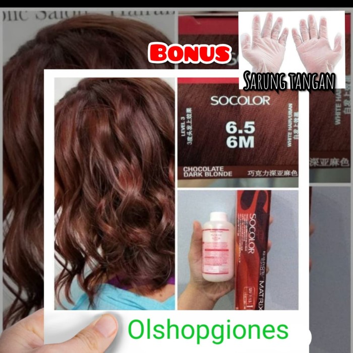 Cat Rambut Matrix Socolor 6.5 + Oxydant Warna Mahogani Brown