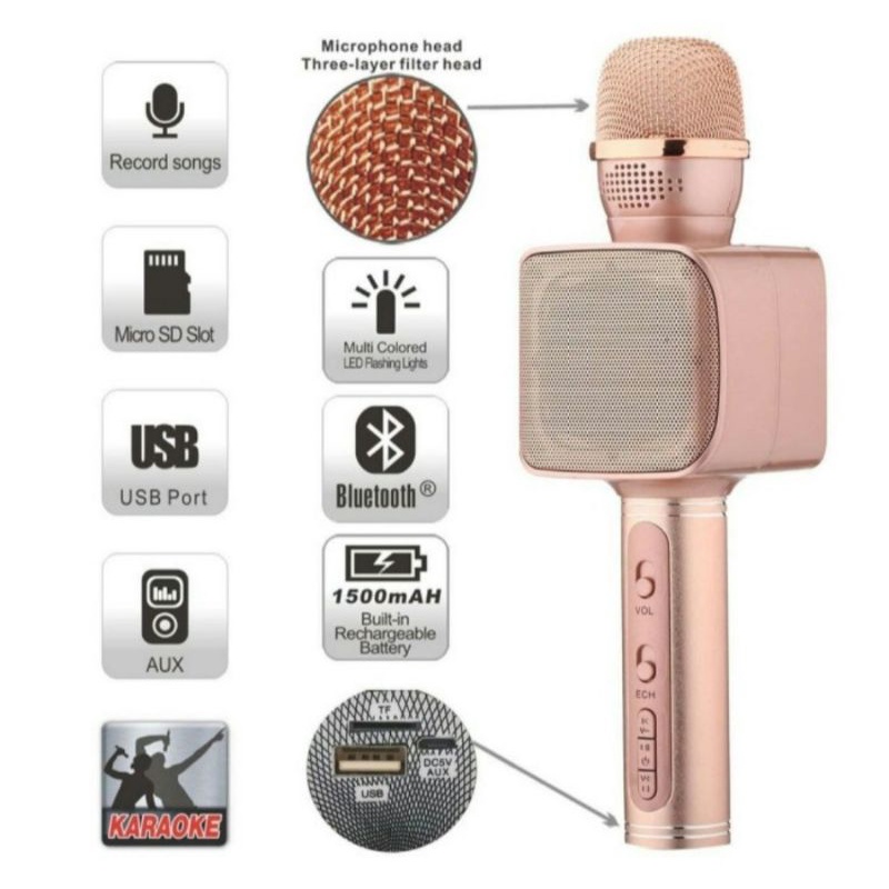 Microphone Bluetooth Suara Jernih Karaoke Mikrofon Wireless Mic Audio Mic Mikrophone Cod Bayar Di Te