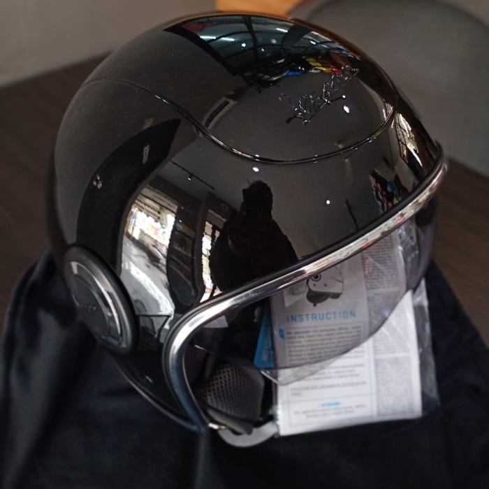 Helm Vespa Black Glossy Hitam Original