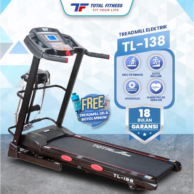TOTAL FITNESS Treadmill Elektrik Medium Automatic Incline TL-138
