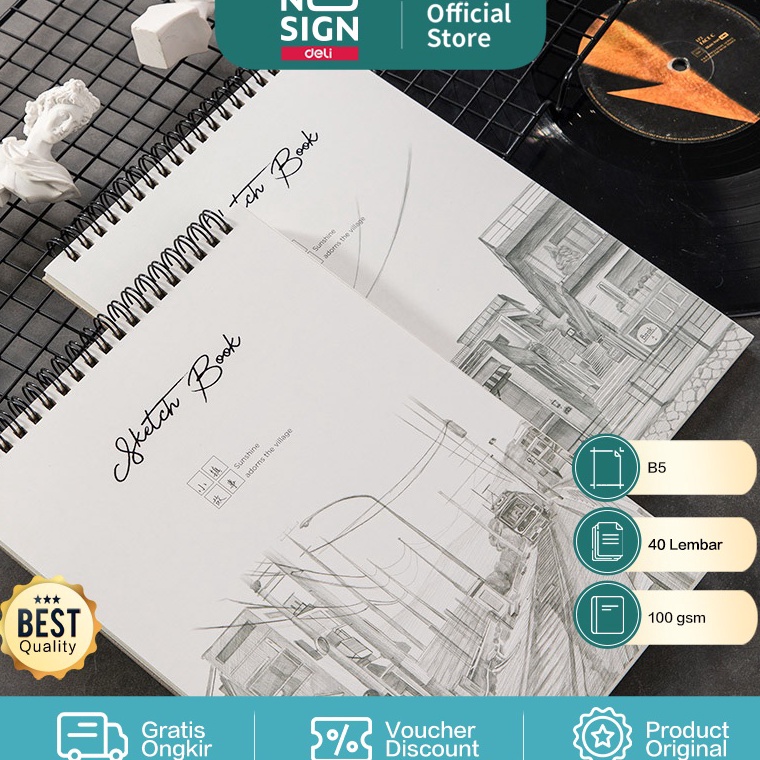 

[PRODUK-KA9ZQ86] Deli Sketch Book / Buku Gambar Jilid Spiral Vertikal B5 40 Lembar 100 gsm 73628 ➽Ready Stock