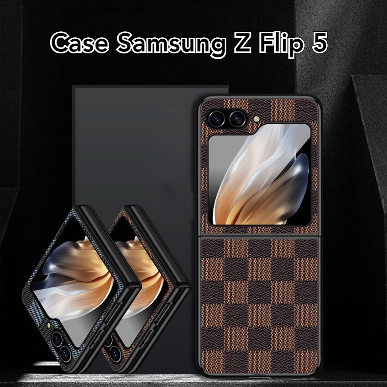 【Ready Stock In Jakarta】Case Samsung Z Flip 5 Leather Case Galaxy Z Flip 5 Case Z Flip 5 Casing Sams