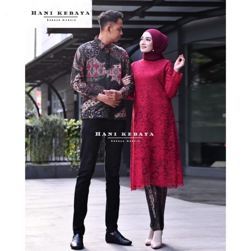 Couple Pasangan Kebaya Modern Tunik Brokat Kemeja Batik Couple Lamaran Kondangan Pesta
