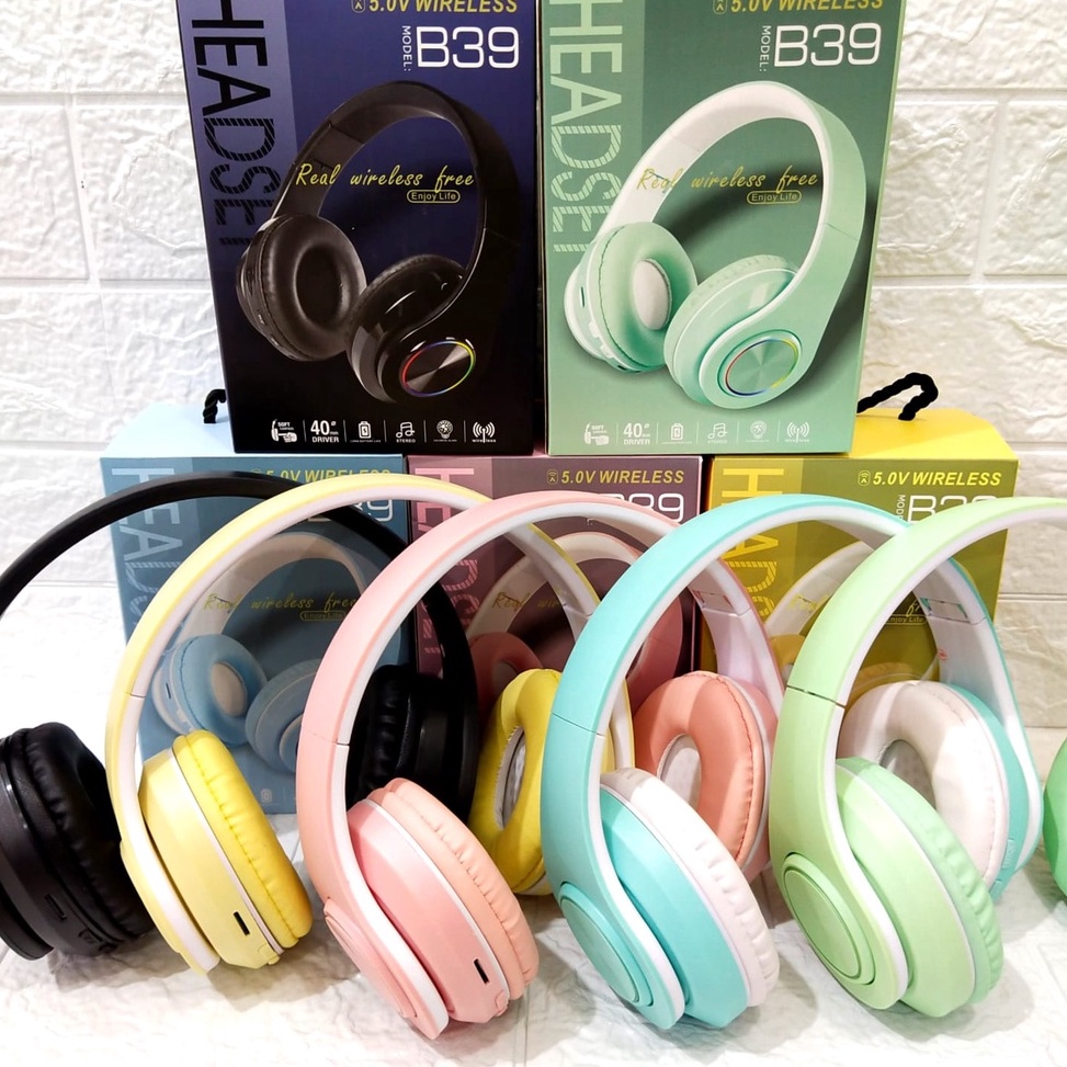 LANGSUNG ORDER Headset Bluetooth Wireless Headset LED B39 TERMURAH