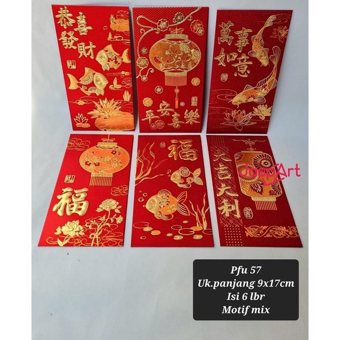 

><><><] ANGPAO HONGBAO AMPLOP IMLEK FUK FU PANJANG PREMIUM GLITTER - pfu57