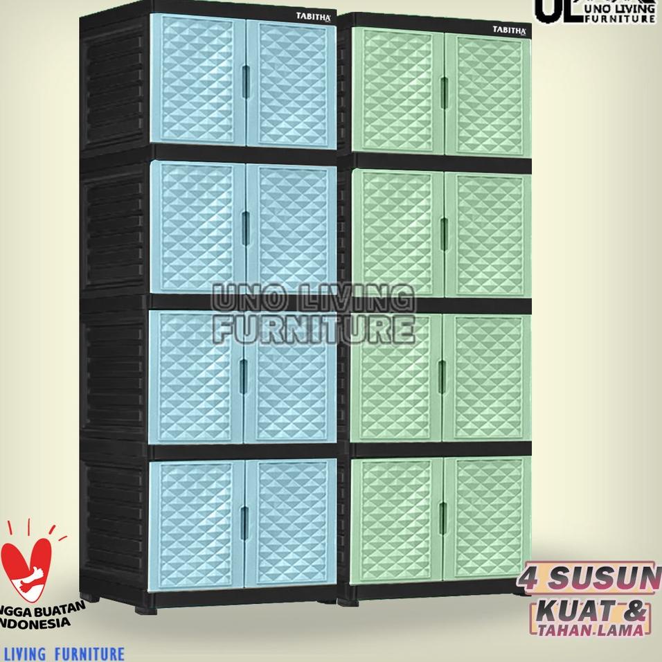 FULL KUNCI LEMARI PAKAIAN PLASTIK FULL KUNCI 4 SUSUN LEMARI TABITHA PENGUNCIAN TABITHA 4 SUSUN