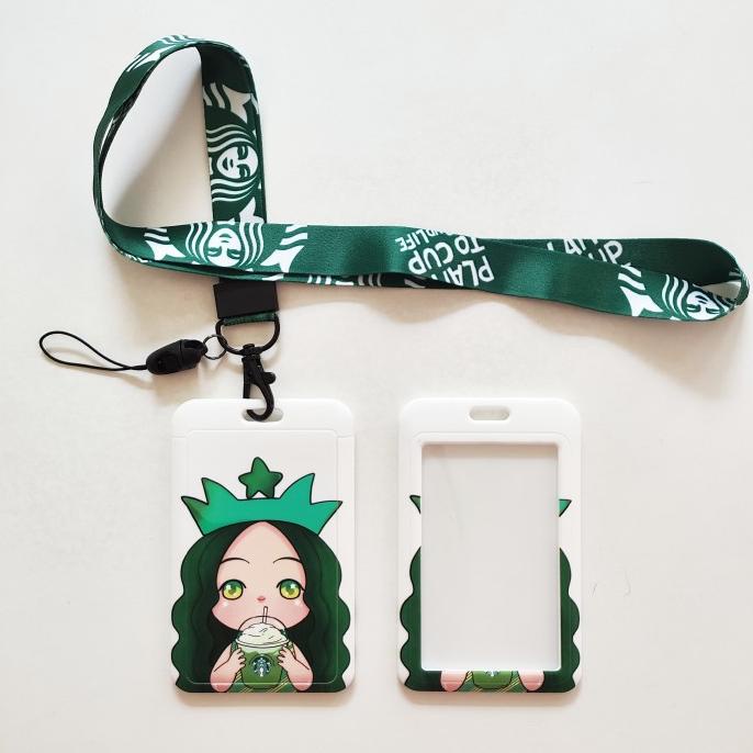 

@=@=@=@=] ID Card Holder Name Tag Lanyard / Kalung Kartu Logo Starbucks Coffee 3