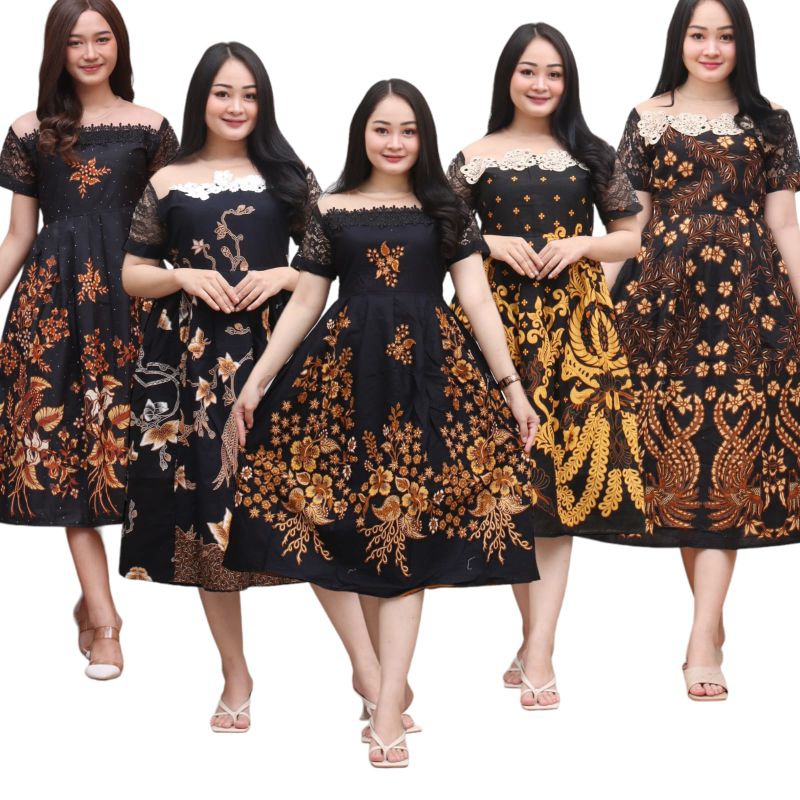 Dress Wanita Terbaru 2023 Korean Style Kondangan Dres Batik Modern Mewah Elegan Baju Batik Muslim Se