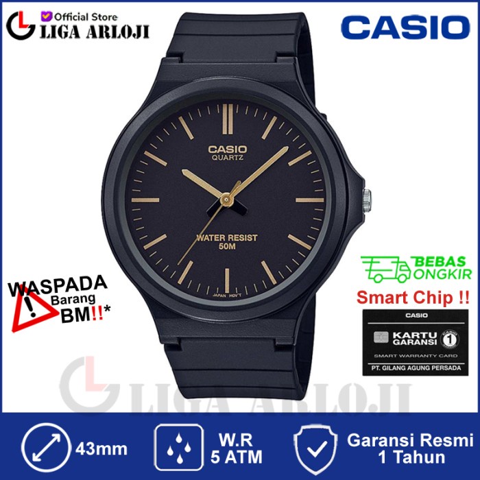 Discount CASIO MW-240-1E2VDF - Jam Tangan Pria - Hitam Kuning /JAM TANGAN ANTI AIR/JAM TANGAN