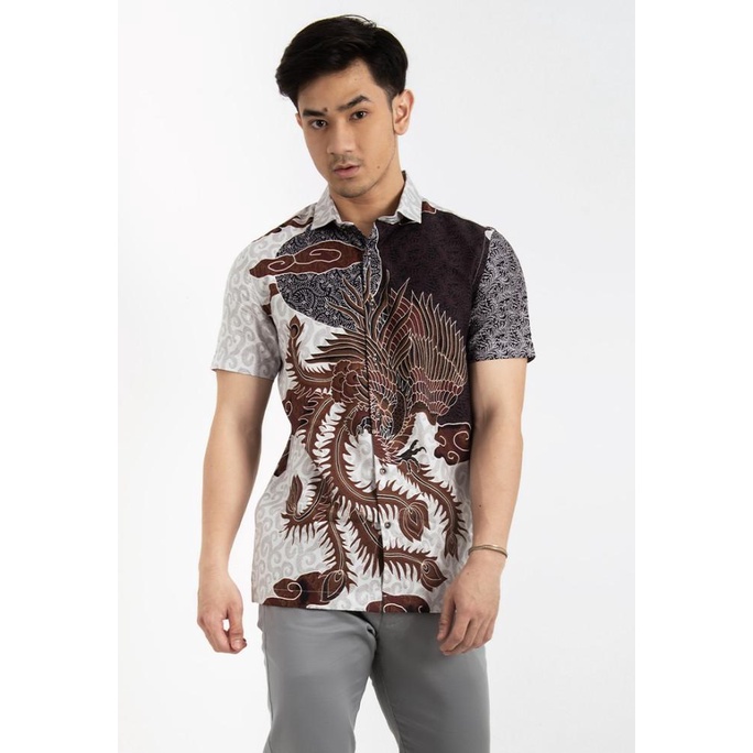 MOC Kemeja Batik Lengan Pendek Pria DHANU - BEIGE