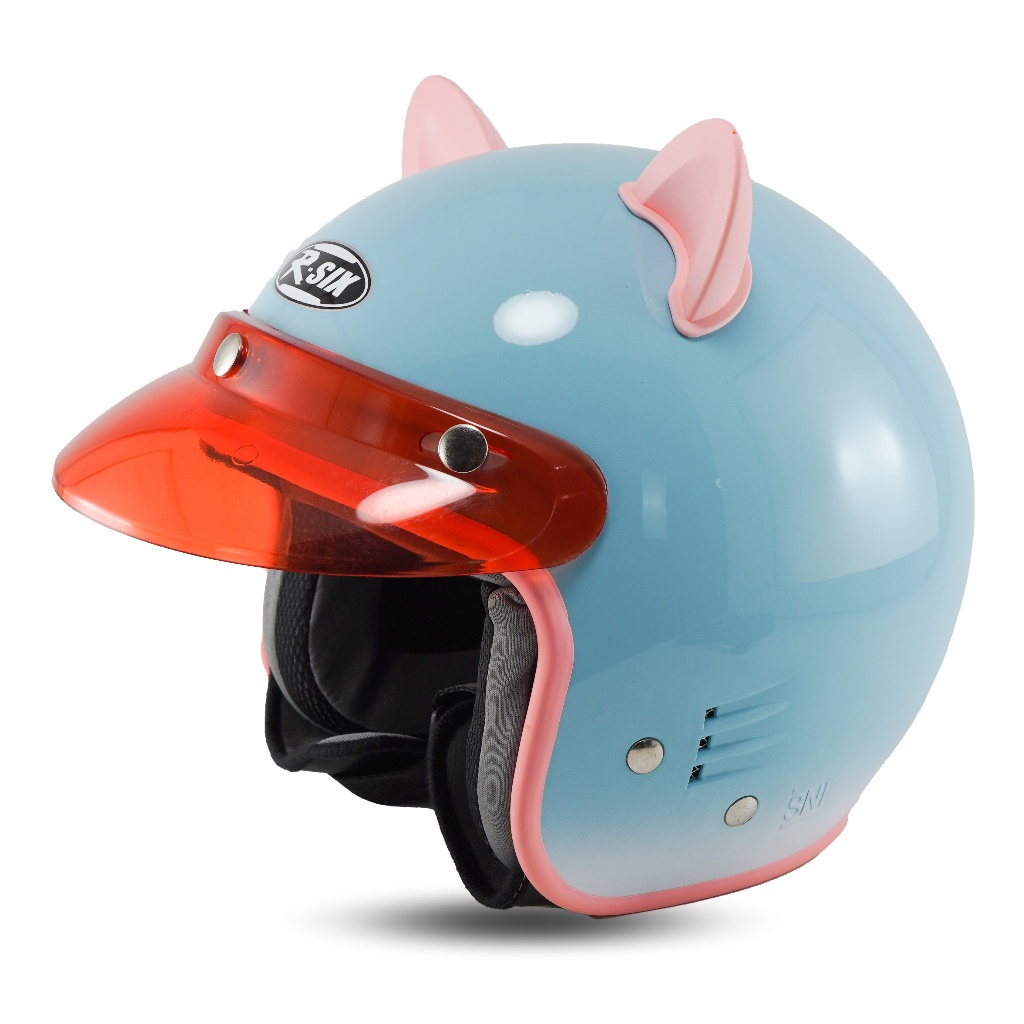 Helm Bogo Dewasa Wanita Kuping Kucing Lucu Sni Cat Pink