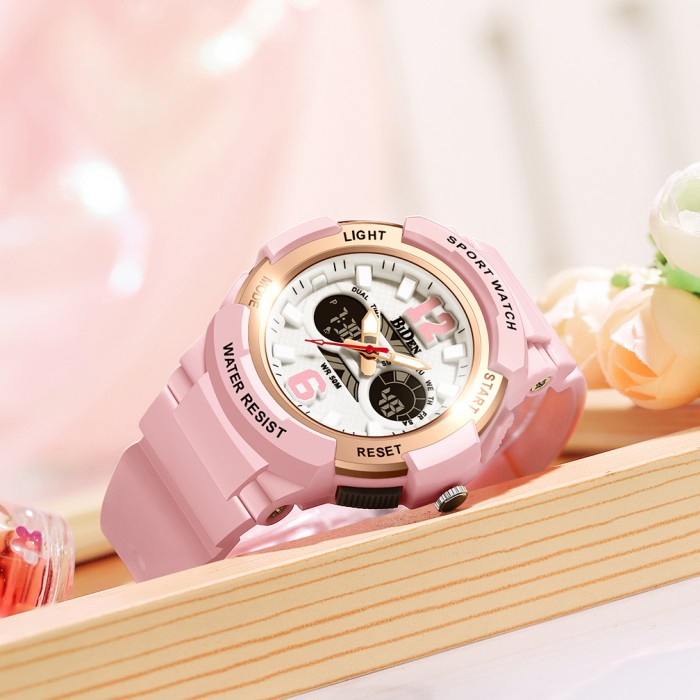 TERBARU BIDEN Jam Tangan Wanita Asli Olahraga Digital&Analog Tali Silikon Jam /JAM TANGAN ANTI