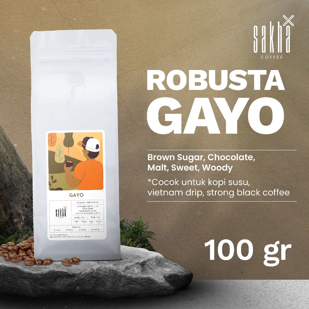 

Kopi Robusta Gayo Aceh Coffee Roast Bean Espresso Beans 100 Gram Biji Bubuk Coffe Roastery