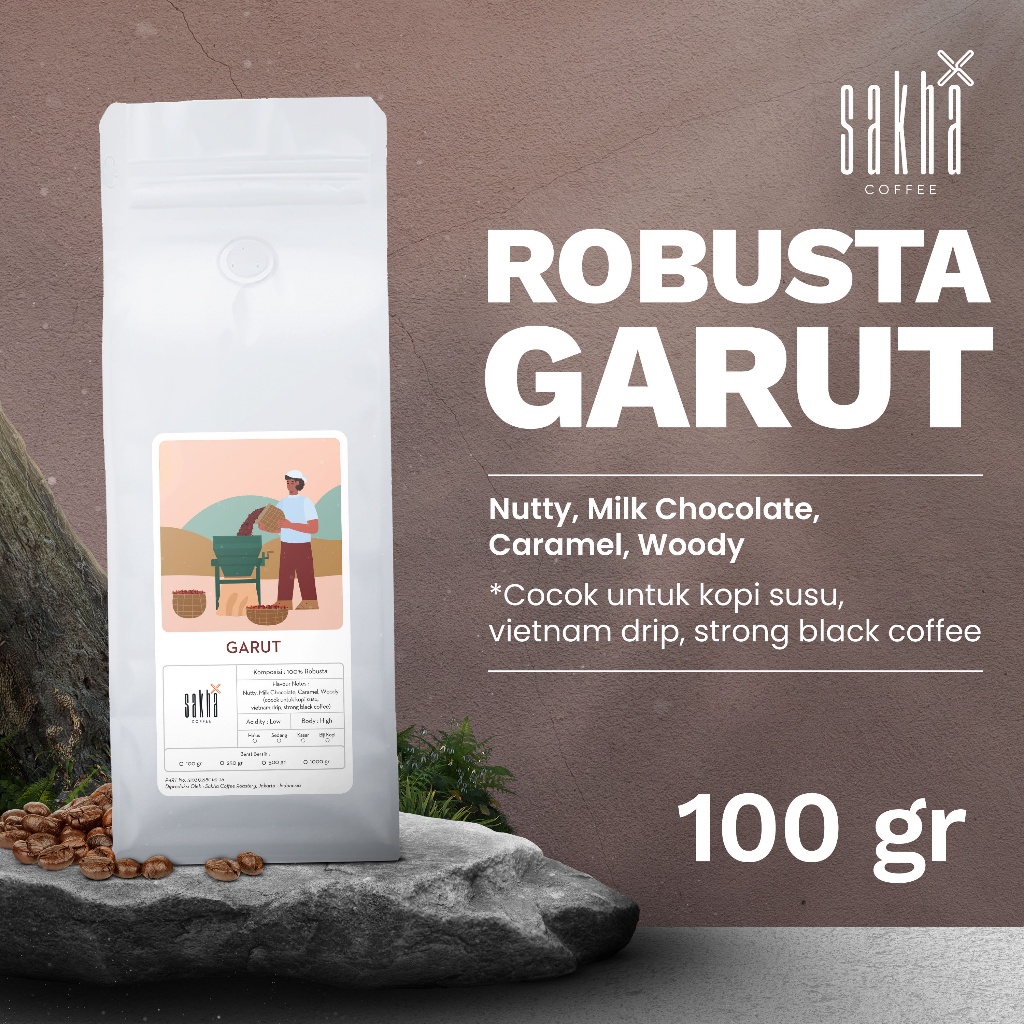 

Kopi Robusta Garut Jawa Barat Coffee Bean Espresso Roast Beans 100 Gram Biji Bubuk Sakha Roastery